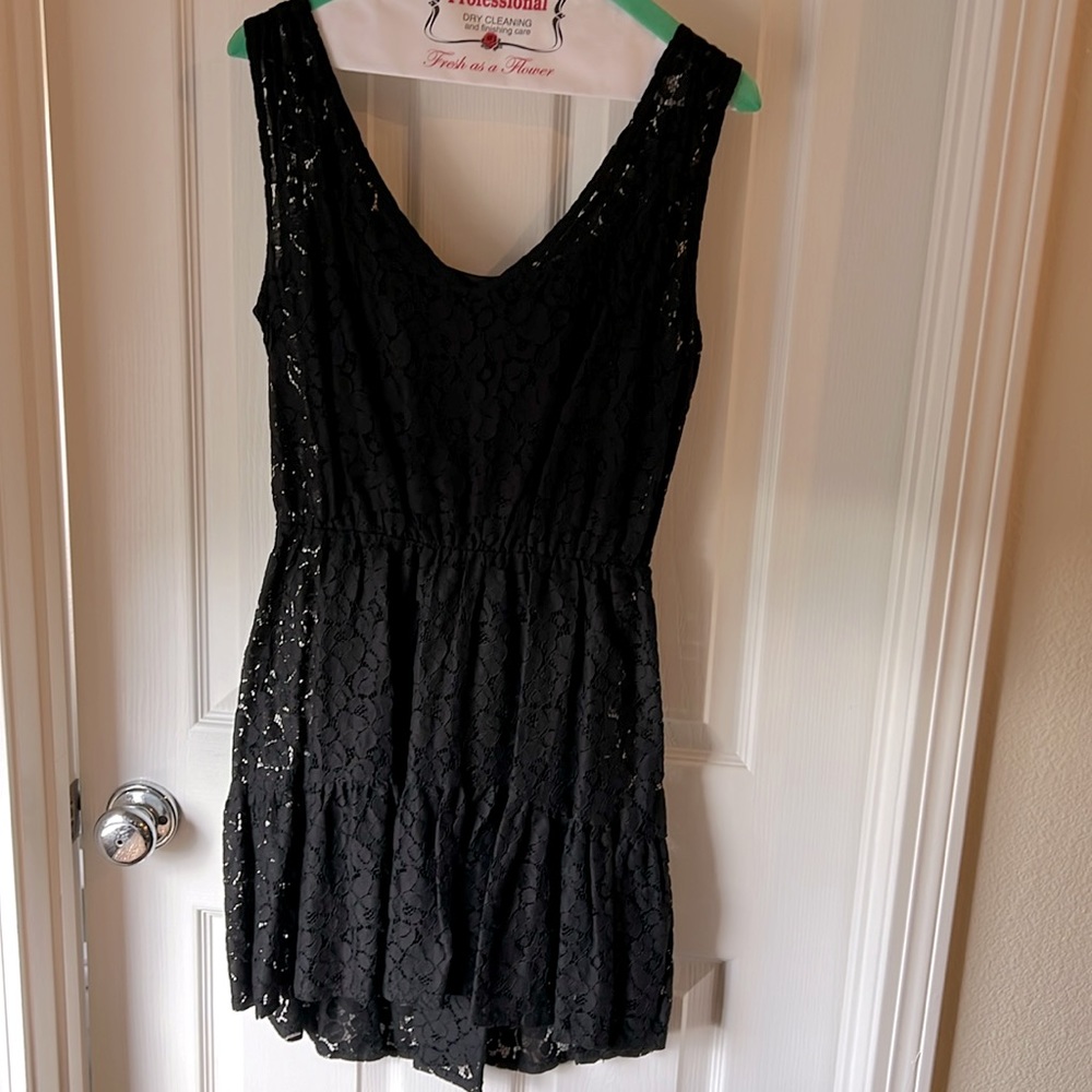 Little black dress with lace overlay-  small